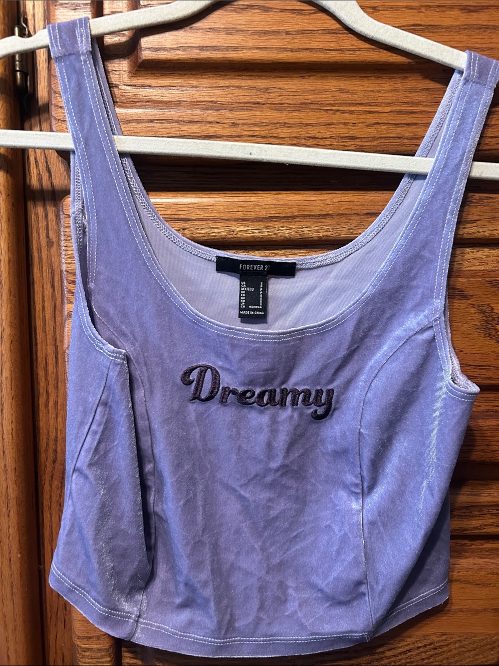 Forever 21 Lavender Velvet 'Dreamy' Scoop Tank size small